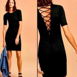 Aritzia Wilfred Free Black Morand Back Lace Up Dress Sz M